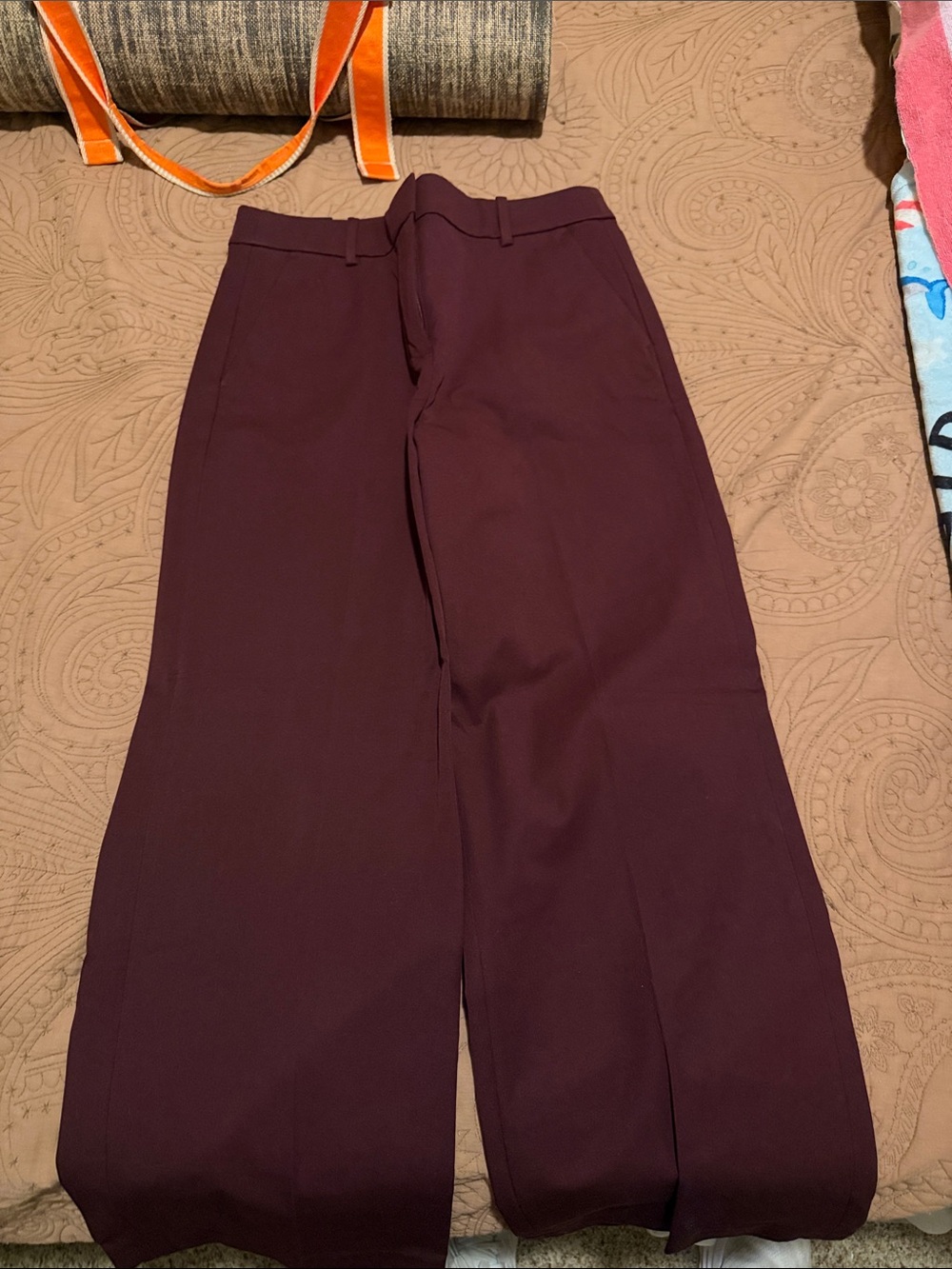 J. Crew Wide-Leg Pants in Deep Plum